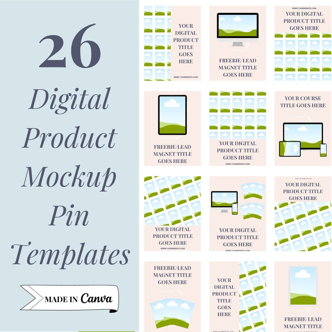 Digital Product Mockup Pinterest Templates for Pinterest Marketing ...