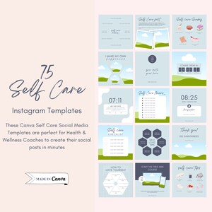 Social Media Templates Self Care | Instagram Template | Wellness Coach | Canva Template | Self-Love Templates | Health Coach