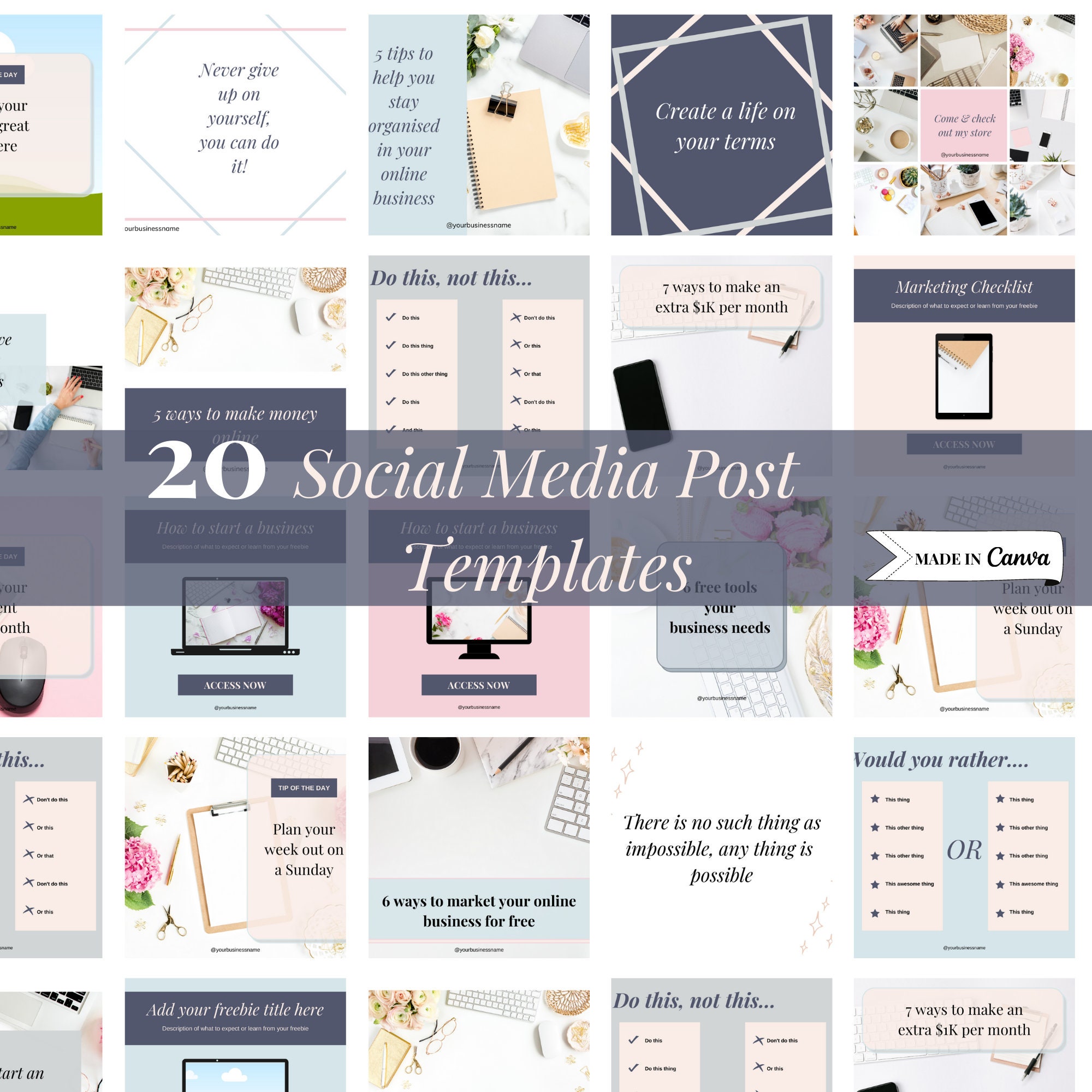 Facebook Post Templates for Small Business Owners 20 Canva Facebook ...