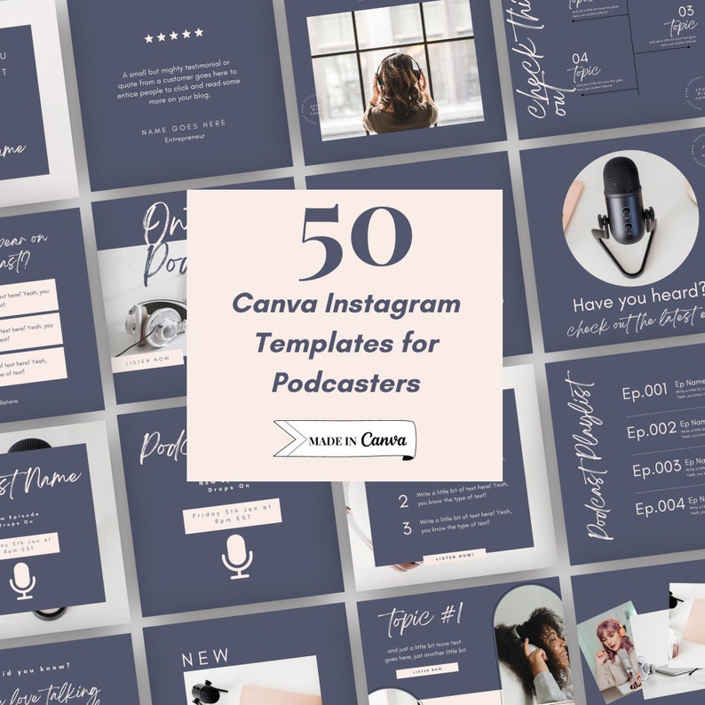 Picture of 50 Canva Instagram Templates for Podcasters Instagram - Etsy