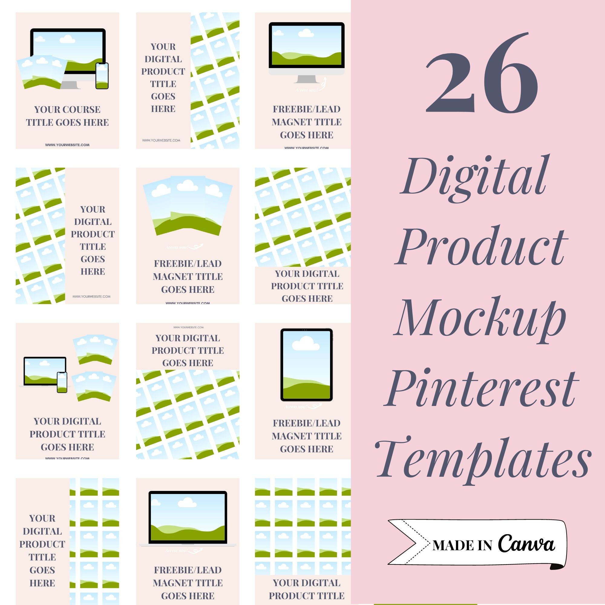 Digital Product Mockup Template Bundle Includes Etsy Listing Canva ...