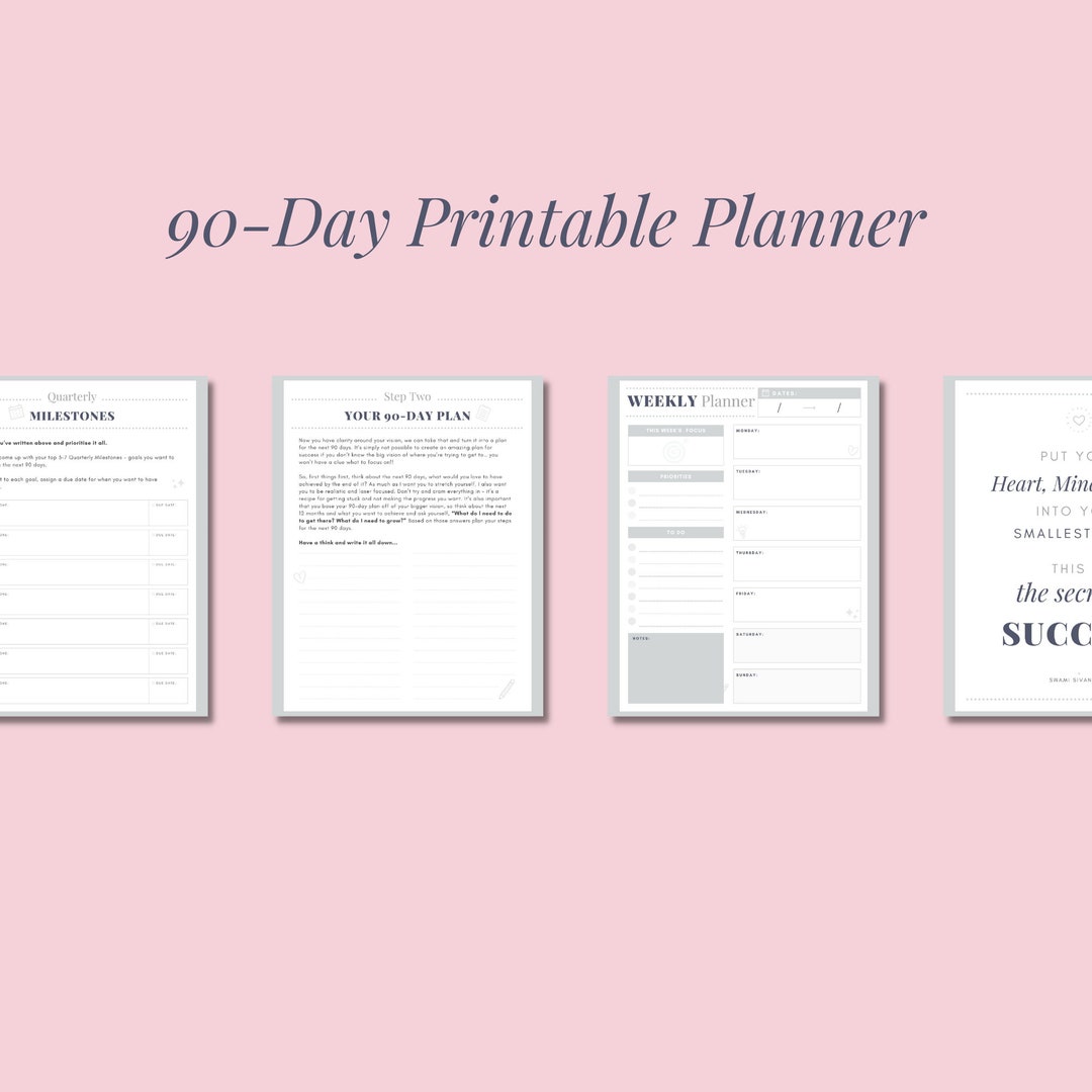 Goal Setting Workbook &amp; 90-day Business Undated Planner Printable for ...