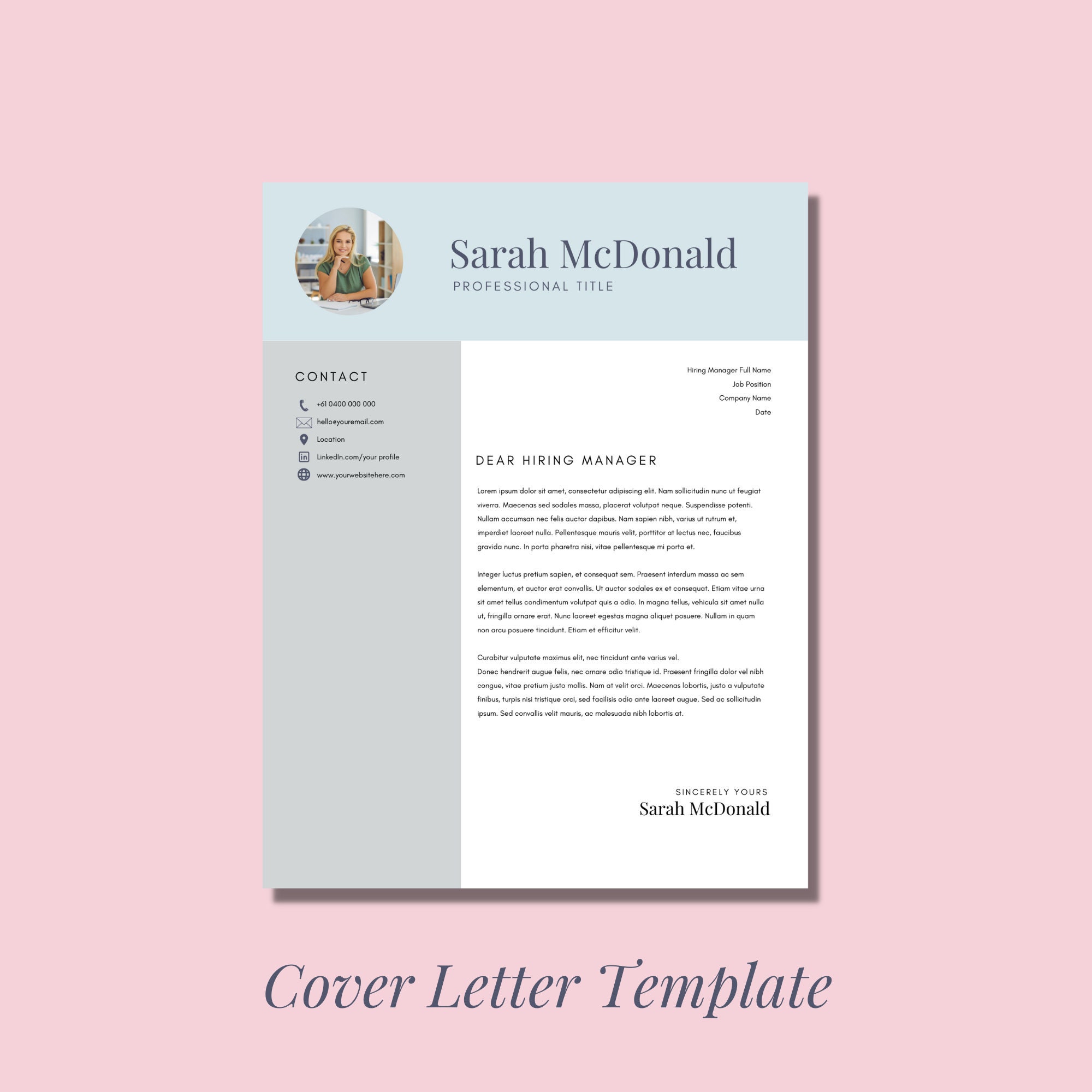 Resume And Cover Letter Template Canva Digital Download Resume Cv