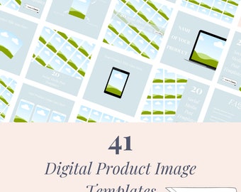 Etsy Listing Image Templates for Digital Products & Etsy Store Owners. Light blue Digital Product Mock up Templates