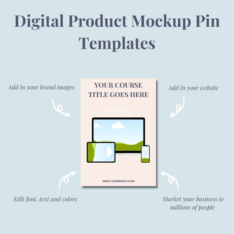 Digital Product Mockup Pinterest Templates for Pinterest Marketing ...