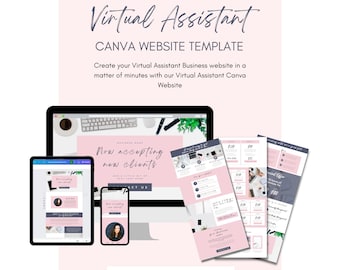 Plantilla de sitio web de Canva de asistente virtual / Plantilla Canva, Plantilla de asistente virtual, Tema de sitio web de VA, DESCARGA INSTANTÁNEA - TMDT003