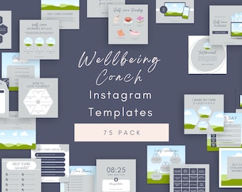Welzijnscoach-sjablonen | Welzijnssjablonen | Duidelijk welzijn | Gezondheids- en welzijnscoach | Mindfulness Instagram-bericht | Zelfzorg