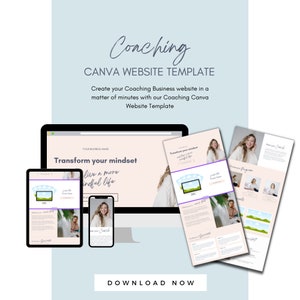 Coaching Website Template Canva |  Canva Website Template, Website Theme for Coaches, Business Website Template, INSTANT DOWNLOAD - TMDT002
