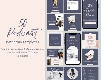 50 Canva Instagram Templates for Podcasters | Instagram Podcast Templates, Post Templates for Solo Podcasters, INSTANT DOWNLOAD - TMDT001