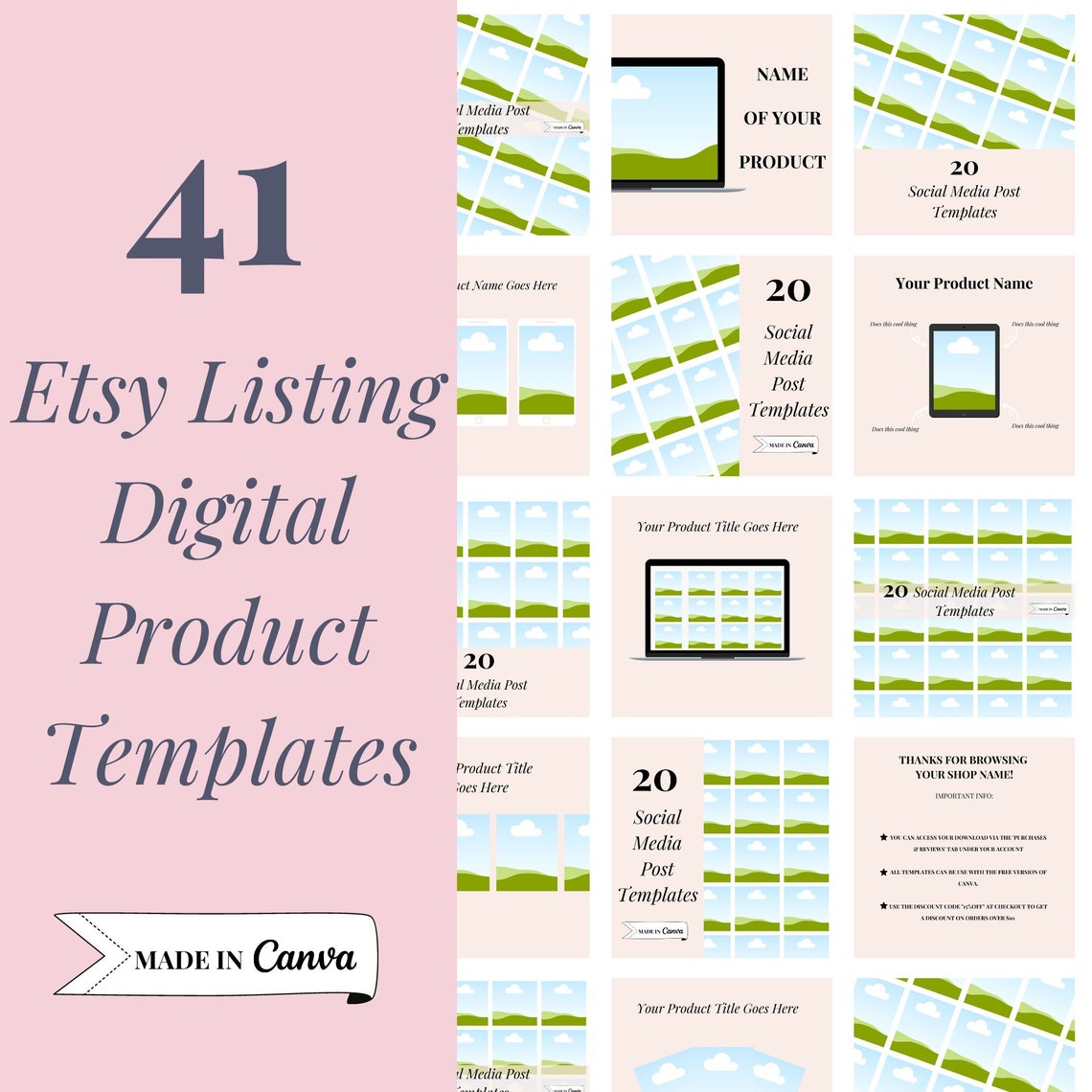 Digital Product Mockup Template Bundle Includes Etsy Listing - Etsy