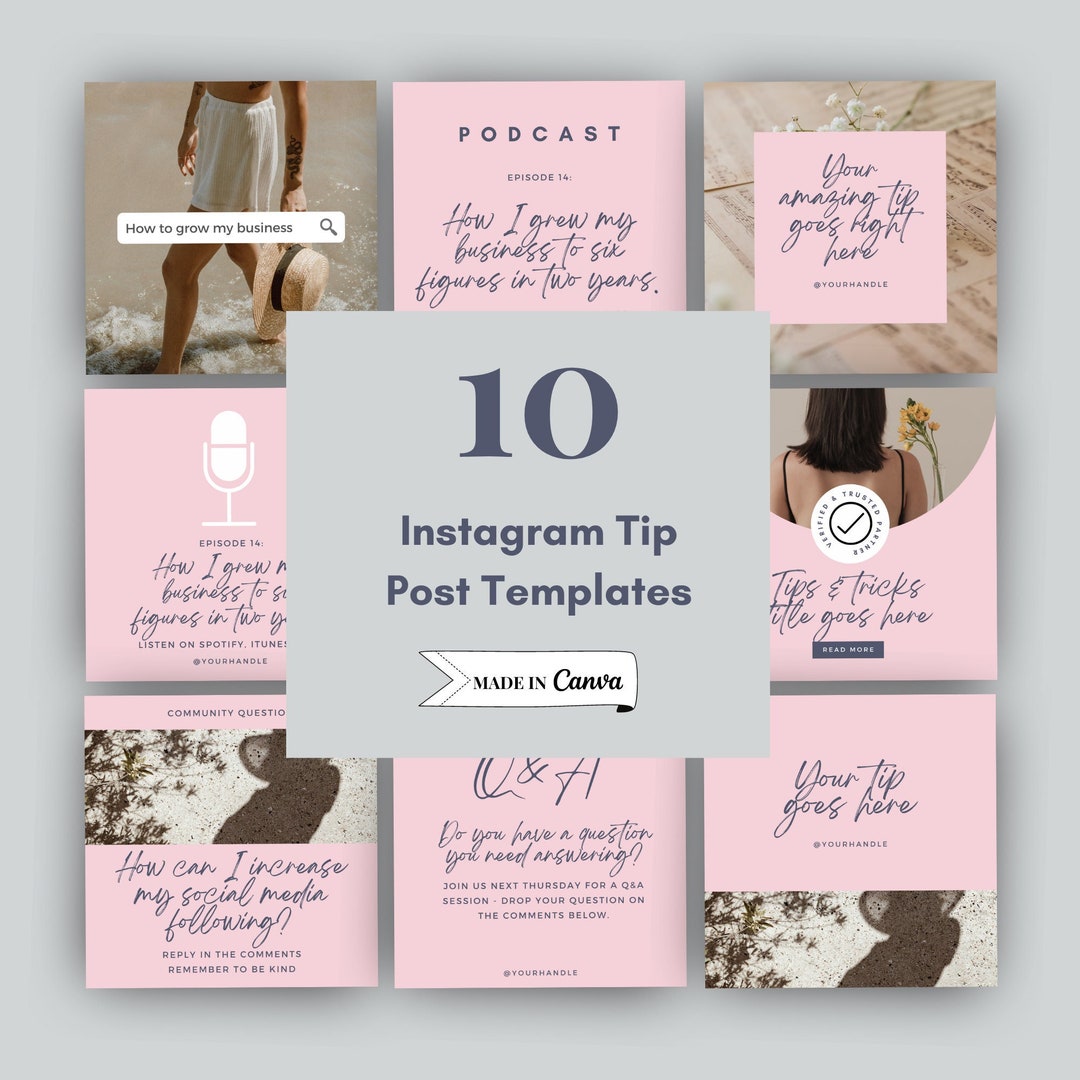 10 Canva Templates Instagram Modern | Instagram Tip Posts, Social Media ...