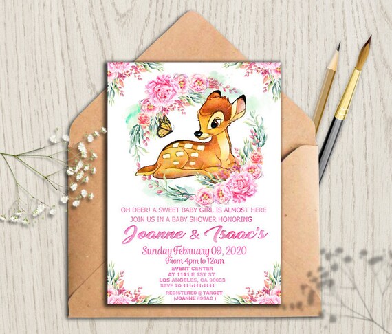bambi baby shower invitations