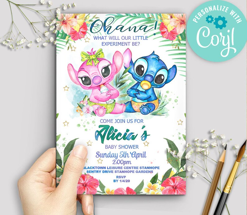 Lilo and Stitch gender reveal Invitation /Baby Shower/ Etsy