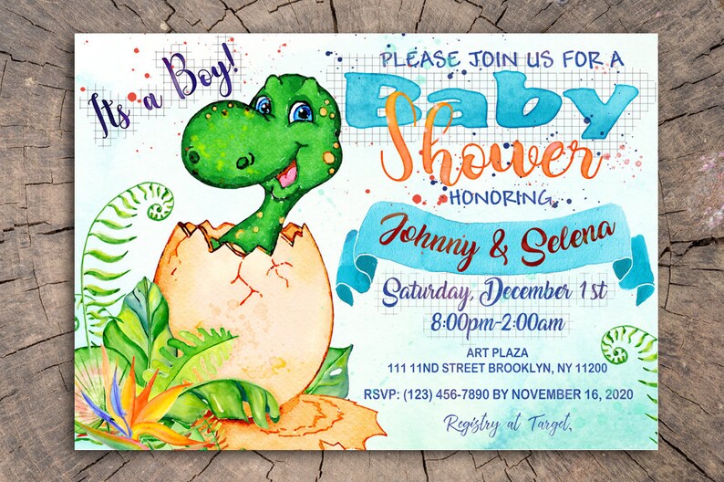 Featured image of post Baby Boy Dinosaur Baby Shower Invitations