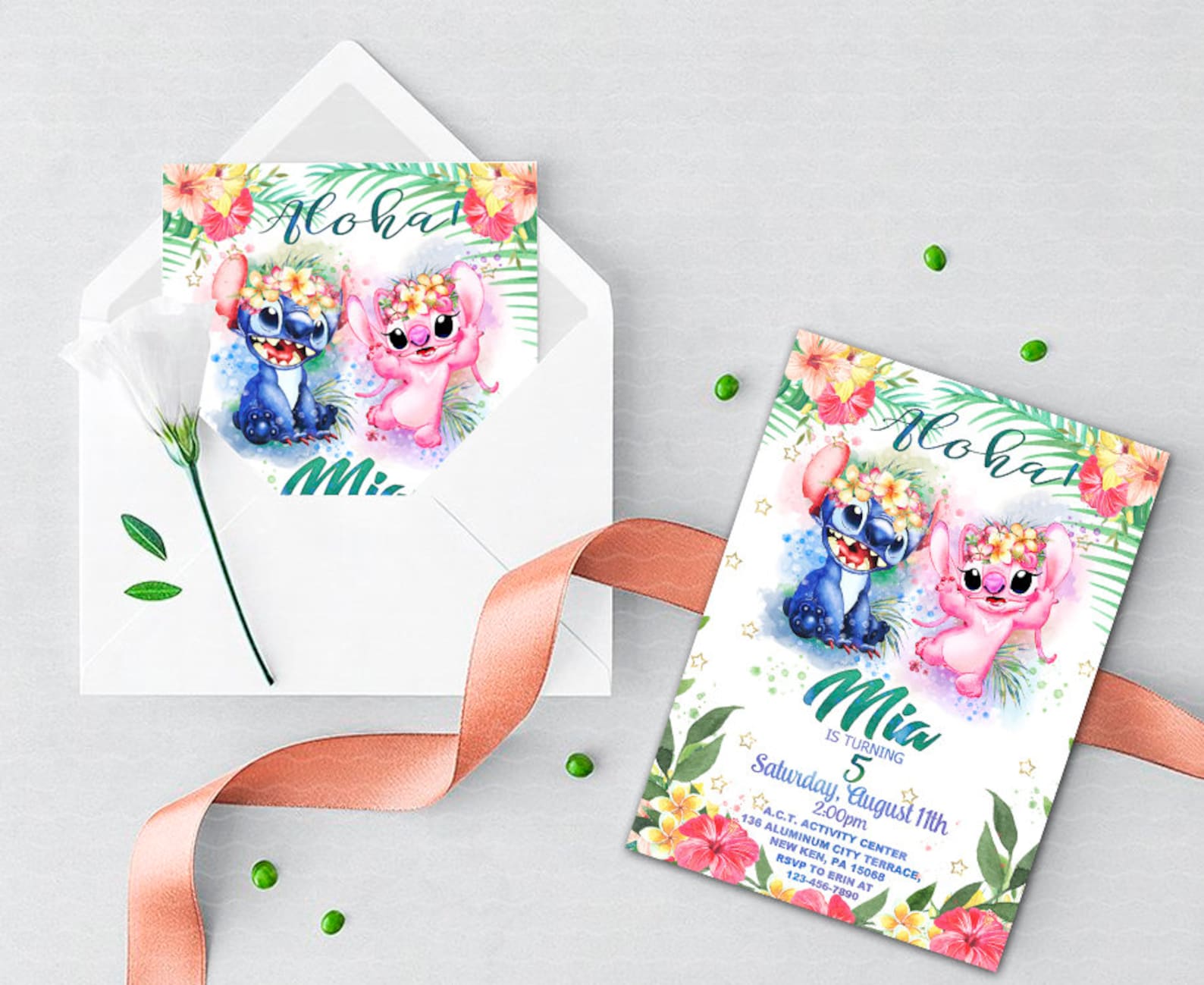 Stitch and Angel Invitation Lilo and Stitch Luau Party | Etsy