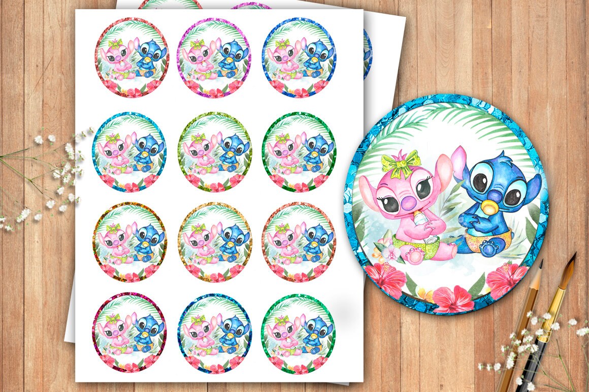 Lilo and stitch Angel baby cupcakes toppers printable lilo | Etsy