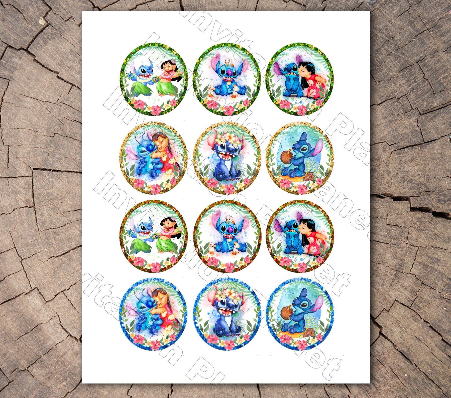 Lilo and stitch cupcakes toppers printable lilo and stitch | Etsy