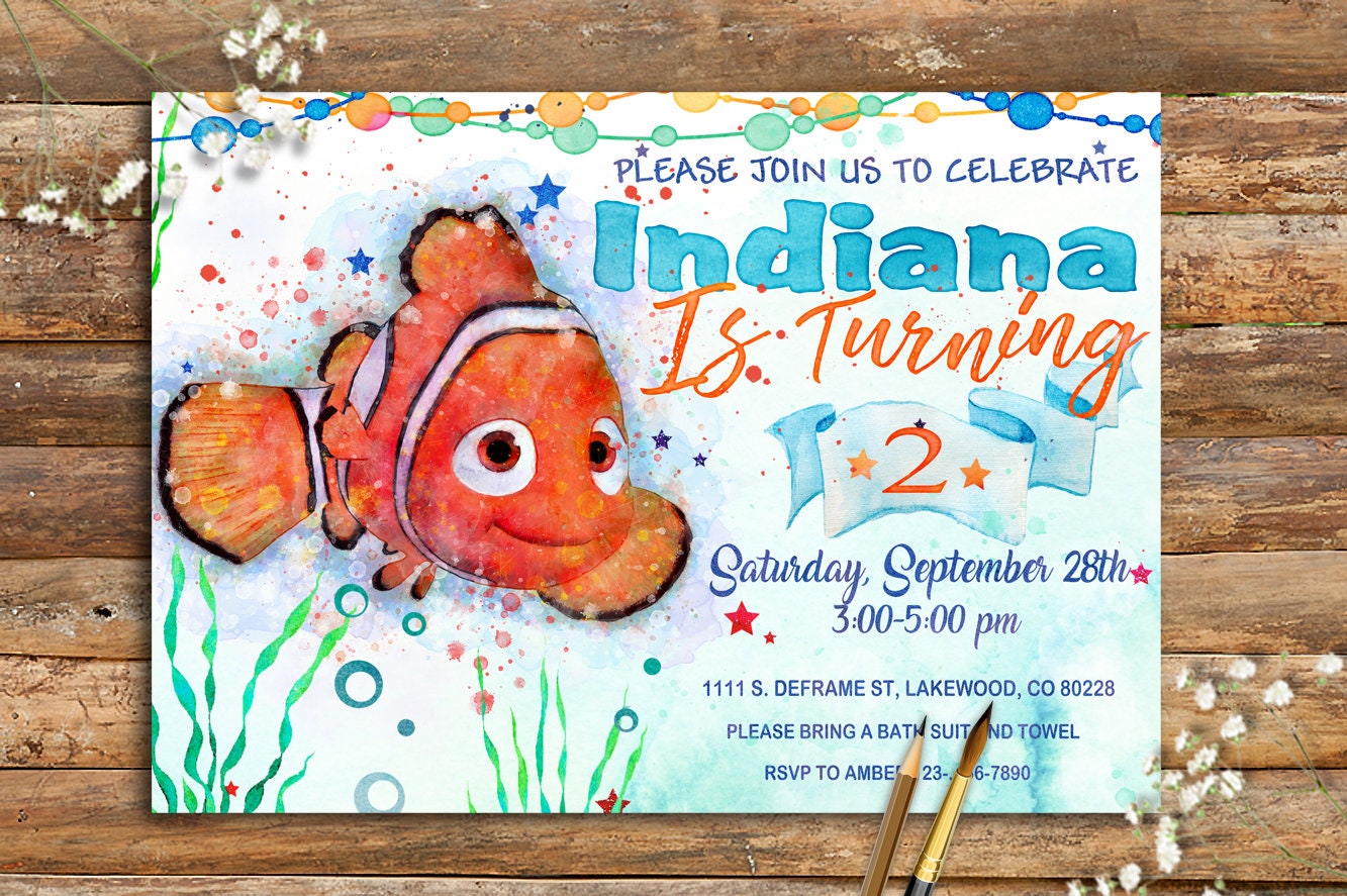 Finding Nemo Invitation Finding Nemo Birthday Invitation | Etsy