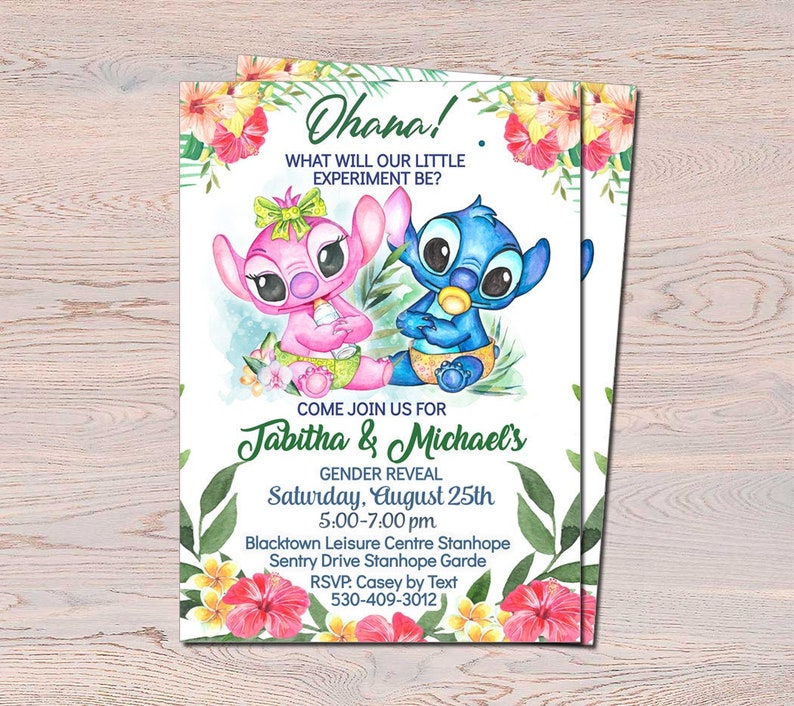 Lilo and Stitch Gender Reveal Invitation Stitch Baby Shower Etsy