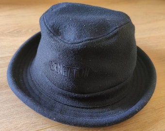 90s Bucket Hat / Blue Wool Hat