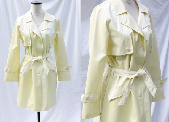 Vintage lemon iridescent trench coat / 90s lightwe