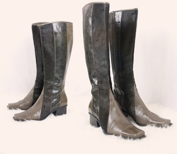 green snakeskin boots