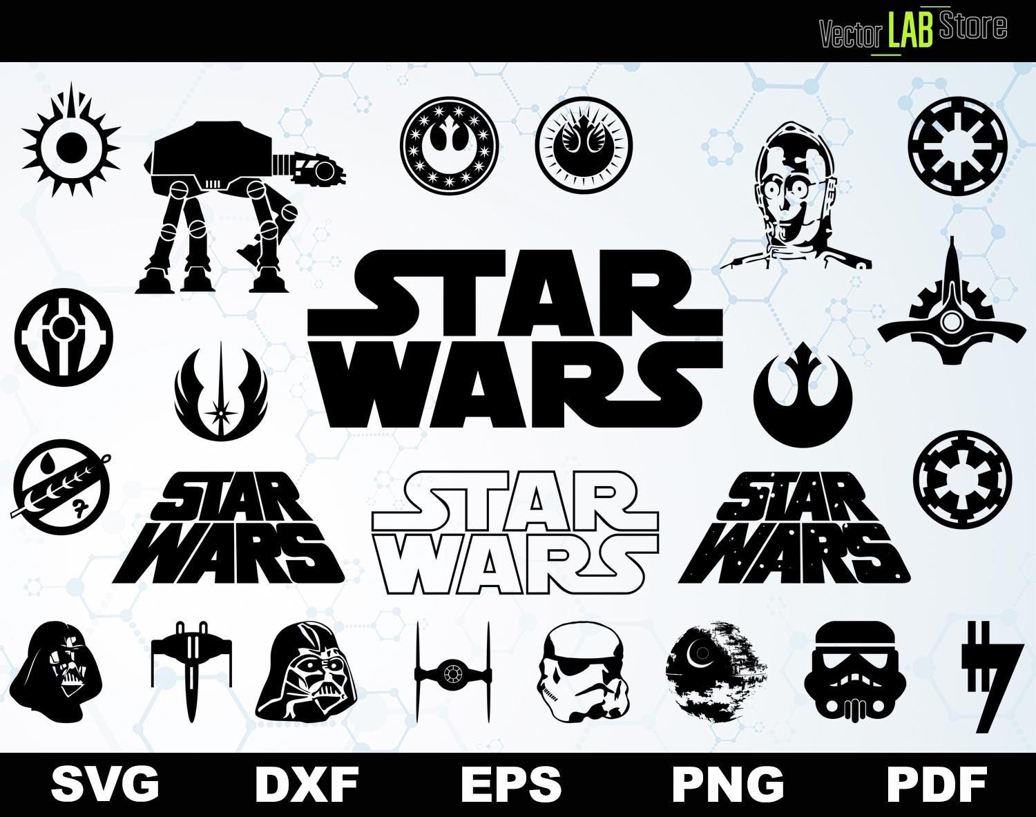 Download Star Wars Vector Cutting Files Shirt Svg Dxf Eps Png Pdf Files | Etsy