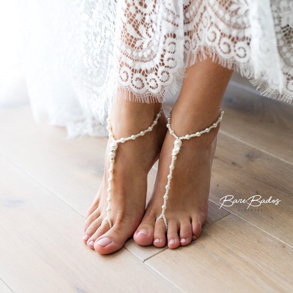 Minimalist Pearl Barefoot sandals wedding, Beach wedding, Pearl footless sandals, bottomless bridal shoes, wedding shoes, Bohemian jewelry