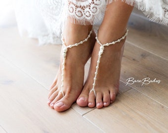 Minimalist Pearl Barefoot sandals wedding, Beach wedding, Pearl footless sandals, bottomless bridal shoes, wedding shoes, Bohemian jewelry