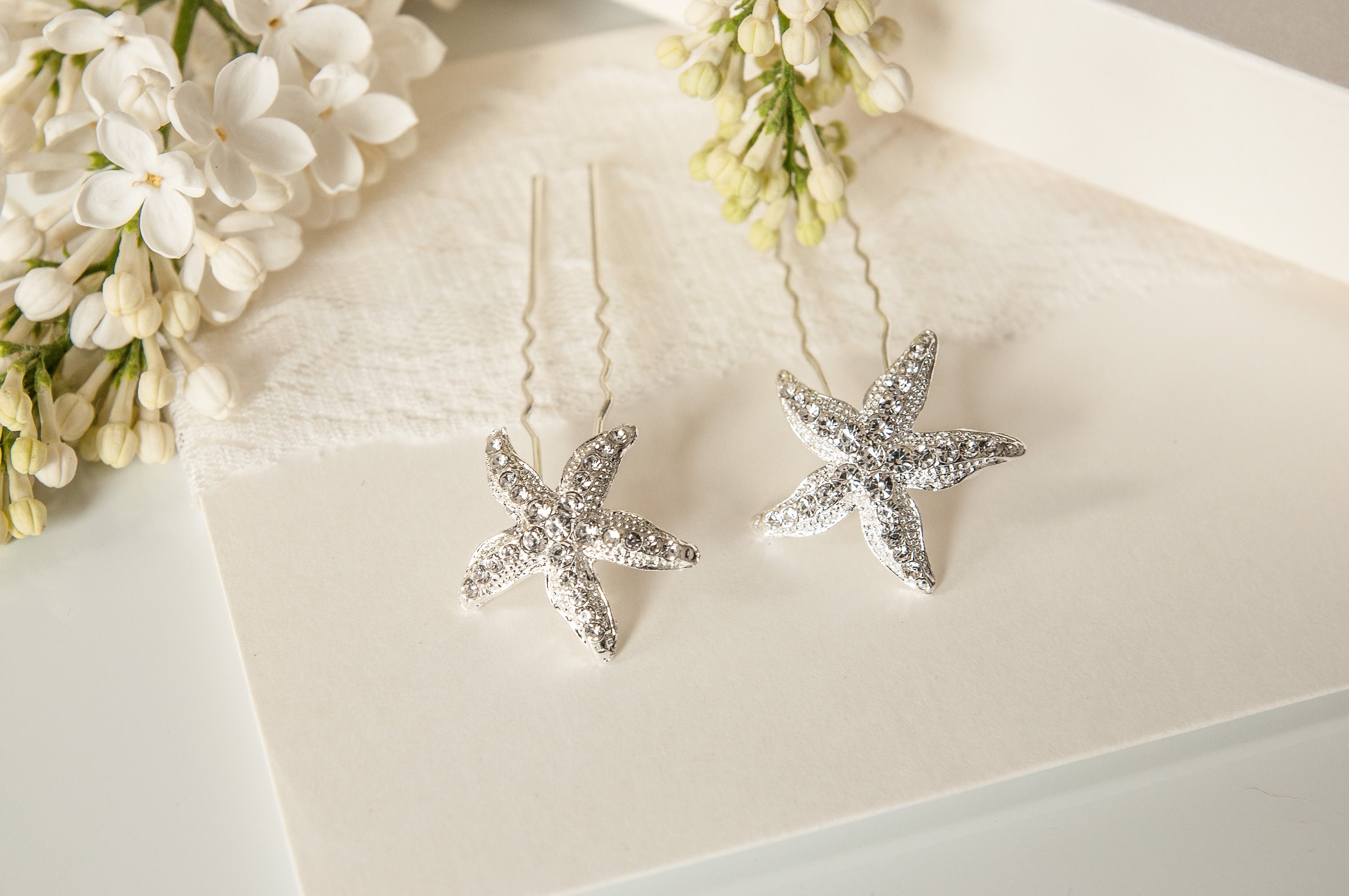 Starfish Hair Pins Wedding Hair Pins Silver Starfish Hair Etsy