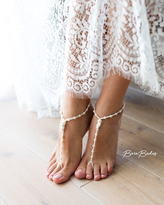 Minimalist Pearl Barefoot Sandals Wedding Beach Wedding Pearl Footless Sandals Bottomless Bridal Shoes Wedding Shoes Bohemian Jewelry Etsy