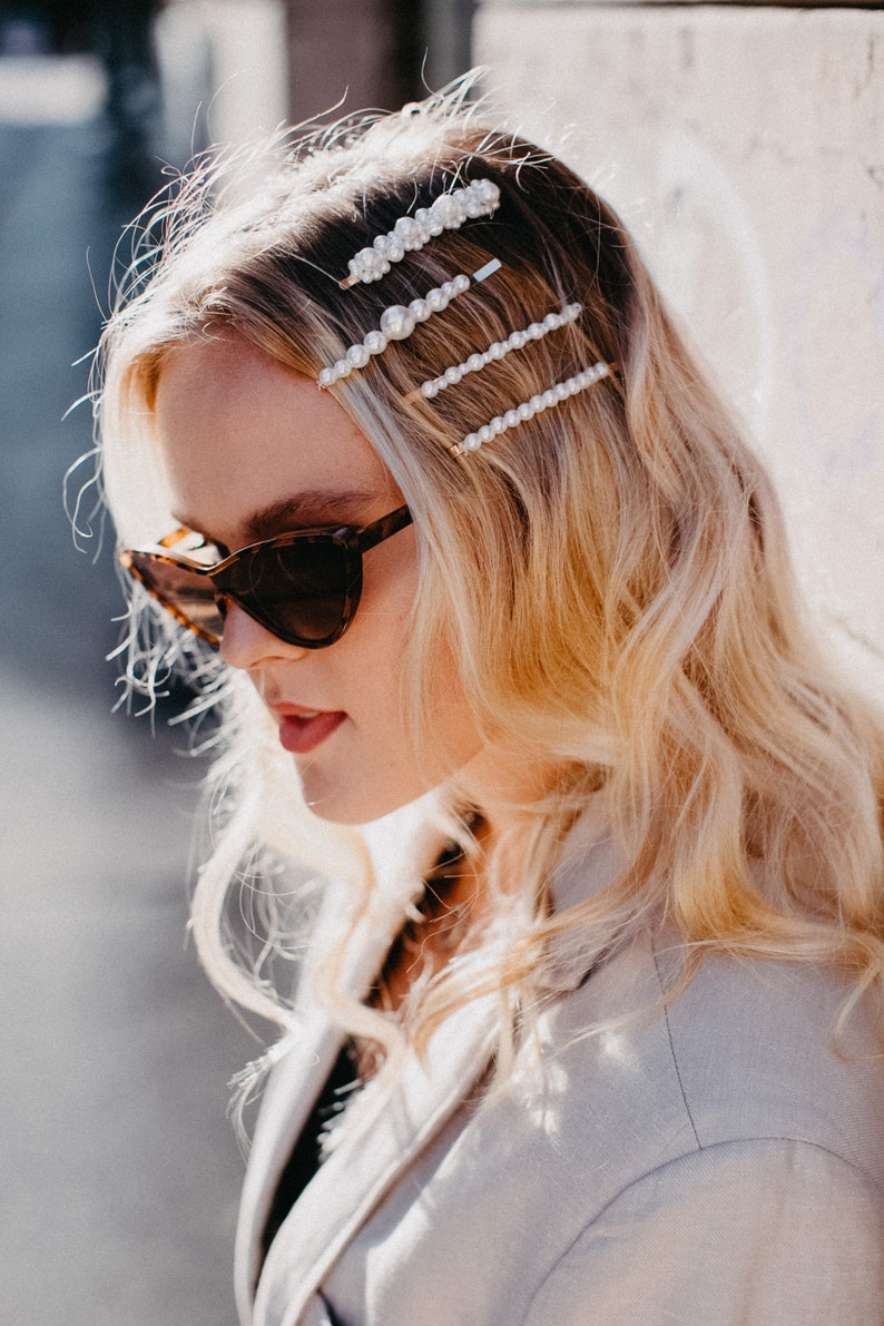 Faux Pearl Hair Clips Set Hair Slides Gold Hair Pins Beaded Etsy