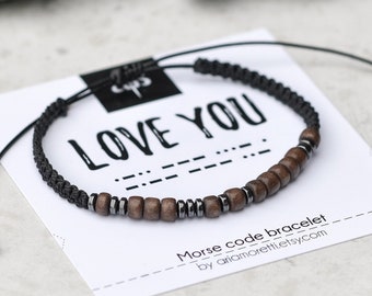 Love You - Personalized Mens Bracelet Morse Code Bracelet Husband Gift Jewelry for Men Anniversary Gift Boyfriend Gift Couples bracelet