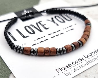 Love You - Personalized Mens Bracelet, Custom Morse Code Bracelet, Husband Gift, Jewelry for Men, Anniversary Gift, Boyfriend Gift