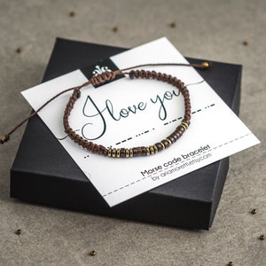 Morse-Code-Armband, ich liebe dich - personalisiertes Herrenarmband, Geschenk für Männer, Freund, Ehemann, einzigartige Geschenke, Weihnachtsgeschenk