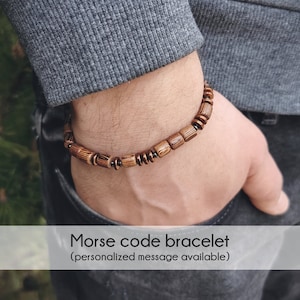 I Love You - Personalized Mens Bracelet, Morse Code Bracelet Men, Custom Husband Gift Jewelry for Men Anniversary Gift Boyfriend, for him