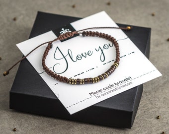 Morse Code Bracelet, I Love You - Personalized Mens Bracelet, Anniversary gift for men, boyfriend, husband, Unique gifts, Christmas gift