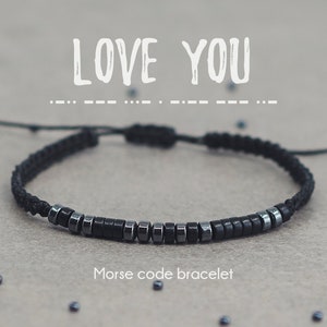 Love You - Personalized Mens Bracelet, Morse Code Bracelet, Personalized Jewelry, Anniversary gifts for men, Gifts for boyfriend