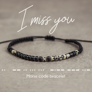 I Miss You - Mens Bracelet, Morse Code Bracelet, Gifts for Him, Men, Boyfriend, Husband, Long distance relationship, Anniversary gift