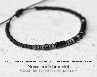 I Love You - Custom Personalized Morse Code Bracelet For Men or Women, Birthday or Anniversary gifts for him, boyfriend, husband, uncle, dad