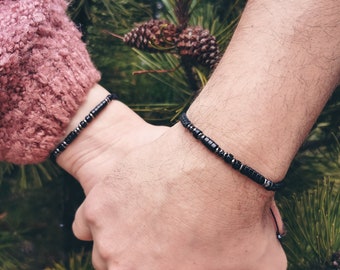 Matching Couples Bracelet Set - I Love You -, Morse Code Bracelet, Engagement, Wedding, Anniversary gift, Gift for Boyfriend, Mens Bracelet