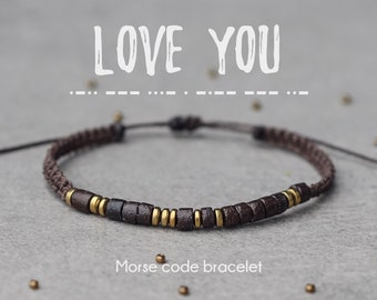 Morse Code Bracelet - Love You - Personalized Mens Bracelet, Anniversary gift for men, boyfriend, husband, Unique gifts, Bracelet homme