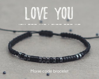 Love You - Personalized Mens Bracelet, Morse Code Bracelet, Personalized Jewelry, Anniversary gifts for men, Gifts for boyfriend