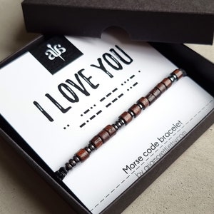 Love You - Personalized Mens Bracelet Morse Code Bracelet Husband Gift Jewelry for Men Anniversary Gift Boyfriend Gift