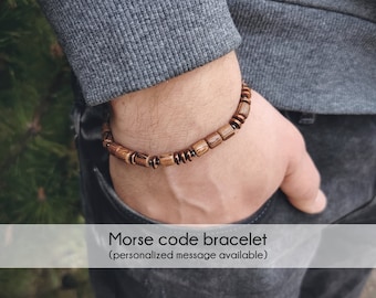 I Love You - Personalized Mens Bracelet, Morse Code Bracelet Men, Custom Husband Gift Jewelry for Men Anniversary Gift Boyfriend, for him