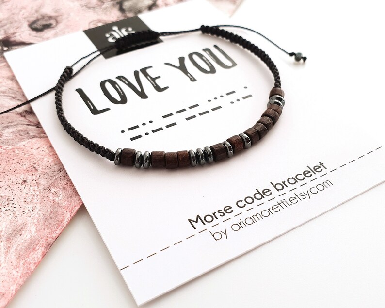 Love You - Personalized Mens Bracelet Morse Code Bracelet Husband Gift Jewelry for Men Anniversary Gift Boyfriend Gift 