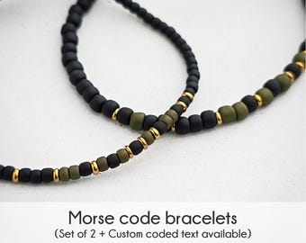 Ensemble de bracelets personnalisés pour couple, nom personnalisé assorti ou bracelet en code Morse avec date, cadeaux d'anniversaire pour petit ami, mari, petite amie