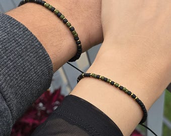 Ensemble de bracelets personnalisés pour couple, nom personnalisé assorti ou bracelet en code Morse avec date, cadeaux d'anniversaire pour petit ami, mari, petite amie
