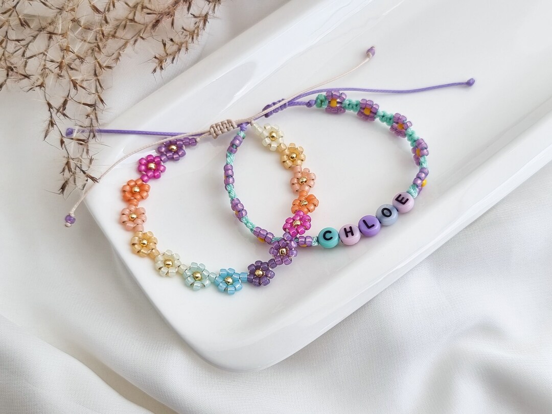 Personalized Name or Word Bracelet Set With Complementary Rainbow ...