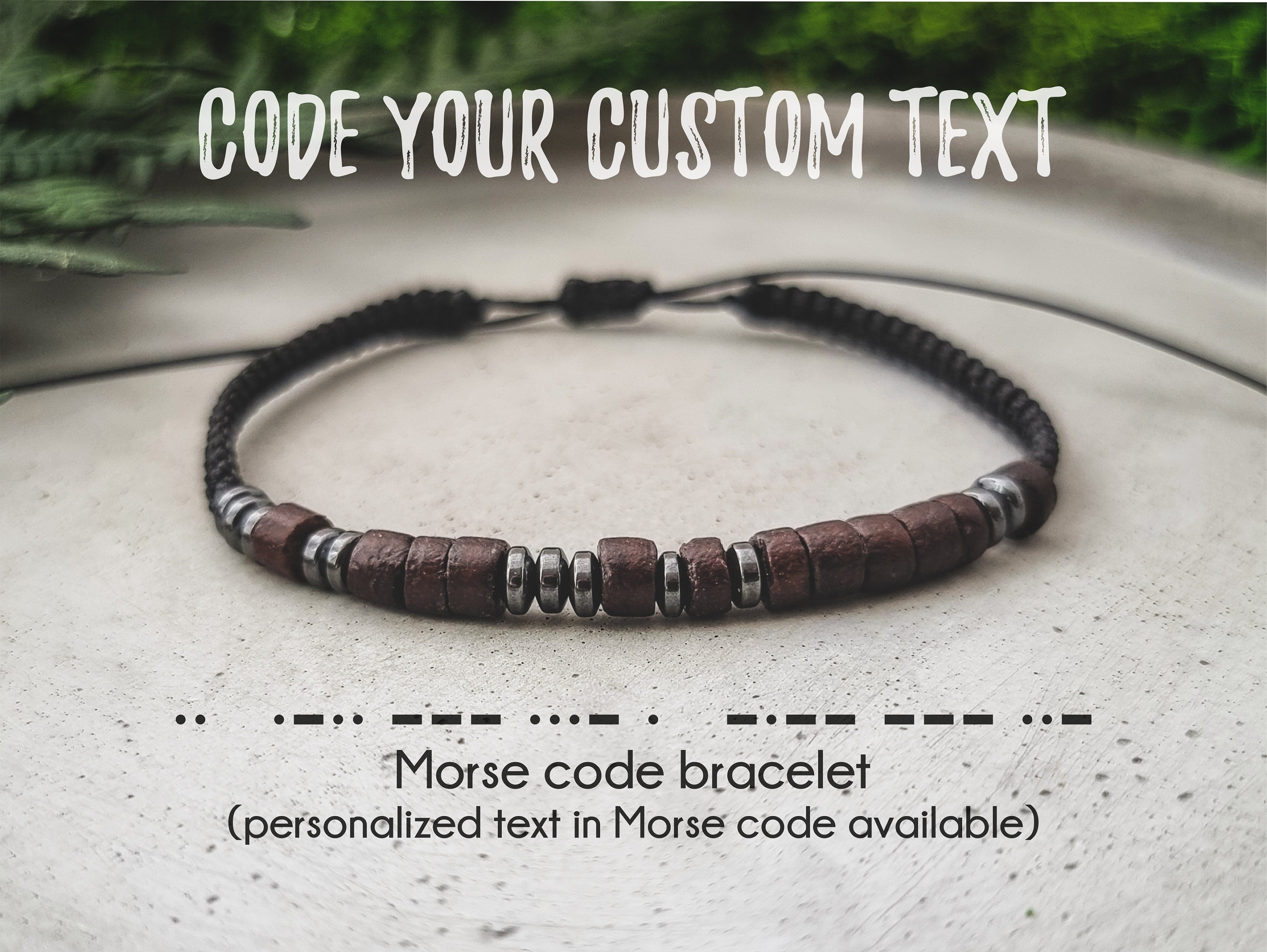 Morse Code Bracelet Mens Leather Bracelet Personalized Anniversary Gifts for Him Memorial Gift Boyfriend Dad Son Graduation Gift for Him 